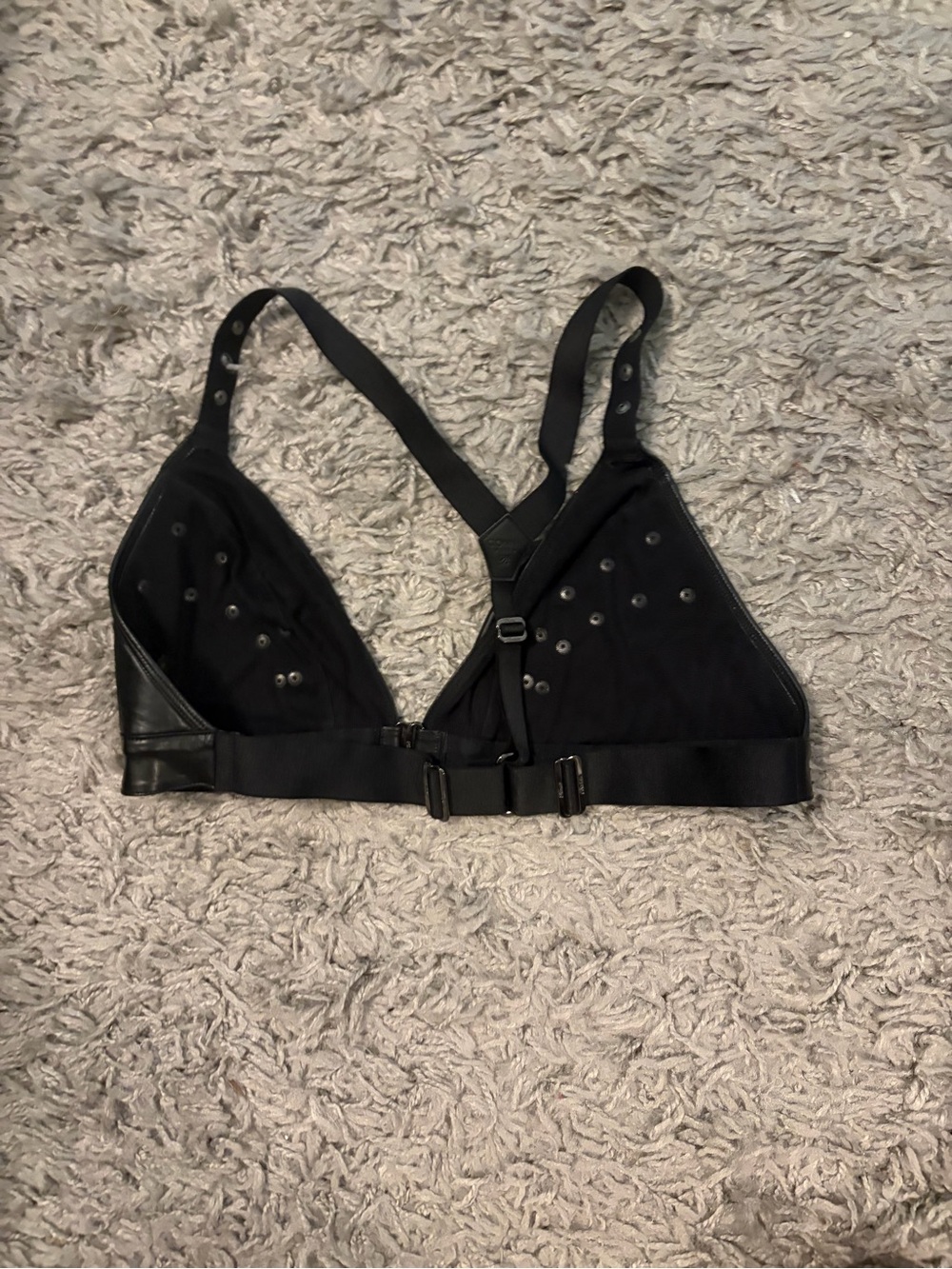 Honey Birdette Connie Black Studded Faux Leather Bralette - Picture 3 of 5